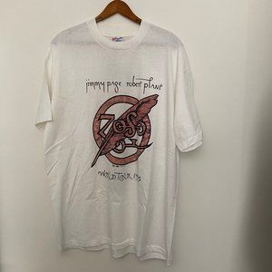 vintage 1995 jimmy page robert plant world tour shirt size XL